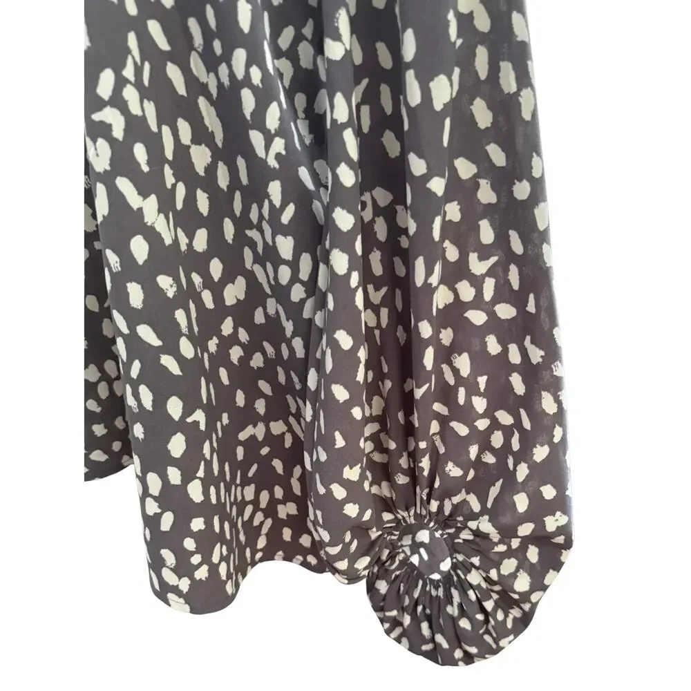 Flowy Beautiful Gray Cream Balloon Sleeve Blouse‎ by 143 Story by Line up Sz Sm